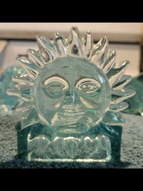 Aqua Glass Sun Candle Holder - Decorative Home Accent